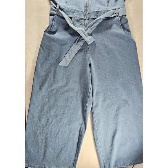 Derek Heart Sleeveless Denim Romper Jumpsuit - Blue - SZ L - Picture 6 of 12